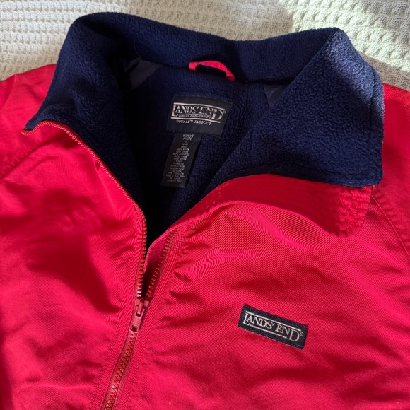 Vintage Lands End Squall Jacket Womens Large Petite Red Winter Coat 90s Gorpcore - Picture 1 of 10